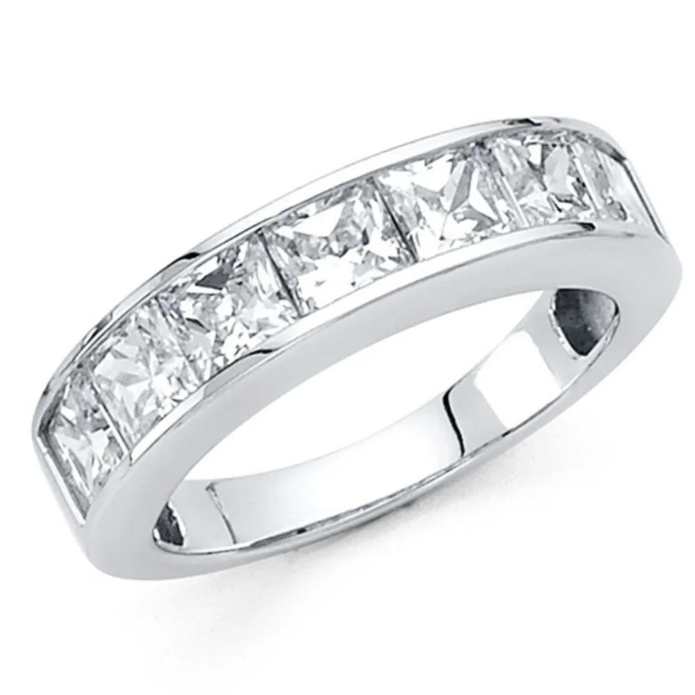 4.5mm 14k White gold Princess cut Wedding band